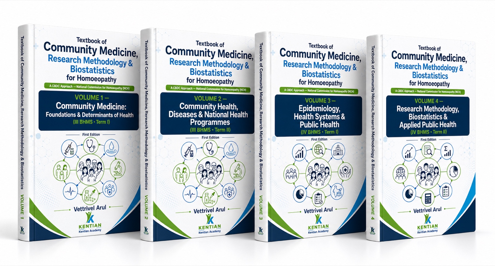 Community Medicine four-volume set for Homoeopathy (III and IV BHMS)